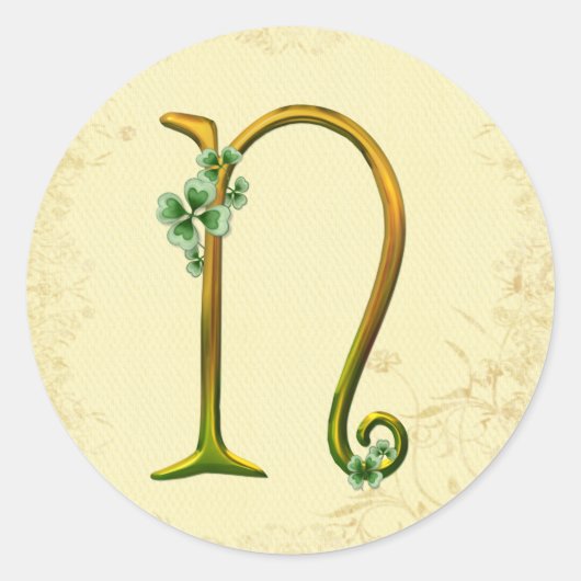 Irish Gold Monogram N Runder Aufkleber (Vorderseite)