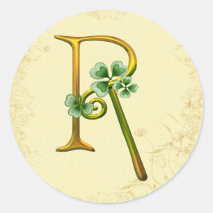 Irish Gold Monogram R Runder Aufkleber