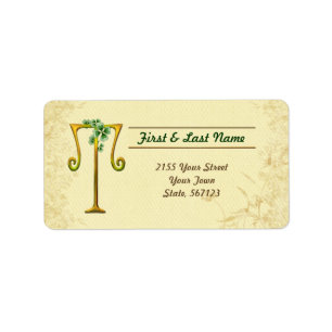 Irish Gold Monogram T Label Adressaufkleber