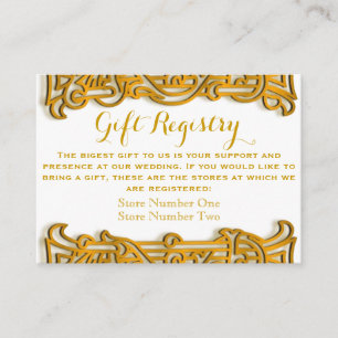 Irish Gold Monogram Wedding Gift Registry Card Begleitkarte