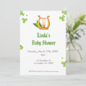 Irish Golden Harp Neutral Baby Shower Einladung (Stehend Vorderseite)