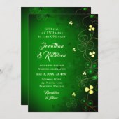 Irish Golden Leaf Clover Design Wedding Segen Einladung (Vorne/Hinten)