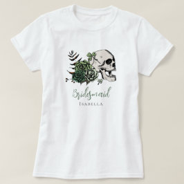 Irish Gothic Green Skull & Rose Bridesmaid Gift T-Shirt