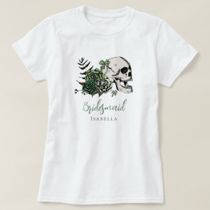 Irish Gothic Green Skull & Rosen Brautjungfer Gesc T-Shirt