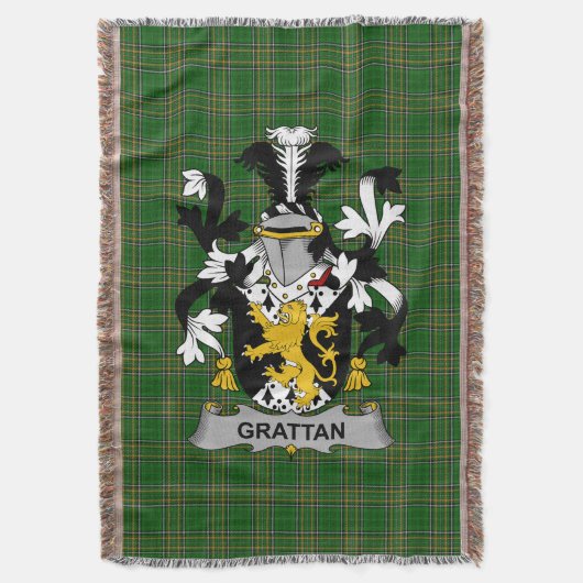 Irish Grattan oder McGrattan Coat of Arms Family C Decke (Vorderseite Vertikal)