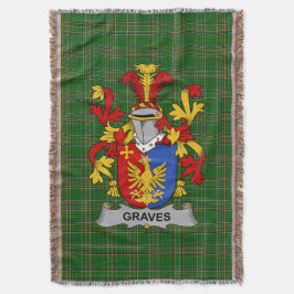 Irish Graves oder Greaves Coat of Arms Familienwap Decke