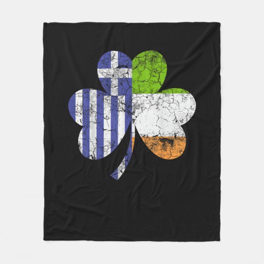 Irish Greece Flag Ireland Kleeblatt St Patricks Da Fleecedecke (Vorderseite)