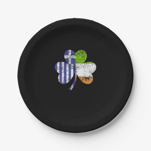 Irish Greece Flag Ireland Kleeblatt St Patricks Da Pappteller (Vorderseite)