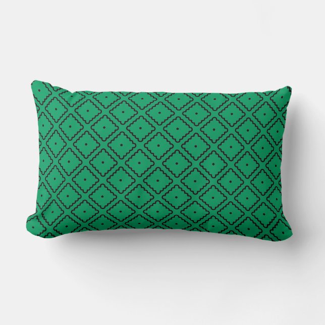 Irish Green and Black Square Pattern Lendenkissen (Vorderseite)