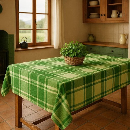 Irish Green and White Plaid  Tischdecke