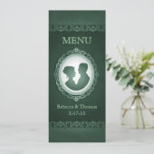 Irish Green Cameo Wedding Menu Cards Menükarte (Stehend Vorderseite)