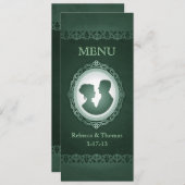 Irish Green Cameo Wedding Menu Cards Menükarte (Vorne/Hinten)