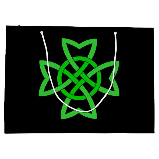 Irish Green Celtic Knot Große Geschenktüte (Rückseite)