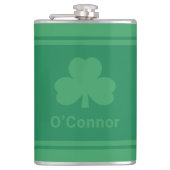 Irish Green Cloue Personalisierter Nachname Flachmann (Vorderseite)