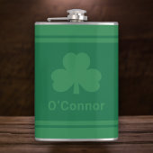 Irish Green Cloue Personalisierter Nachname Flachmann