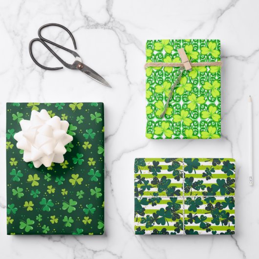 Irish Green Clover Geschenkpapier Set (Vorderseite)