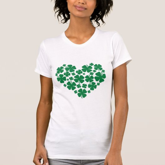 Irish Green Clover Heart St. Patrick's Day T-Shirt (Vorderseite)