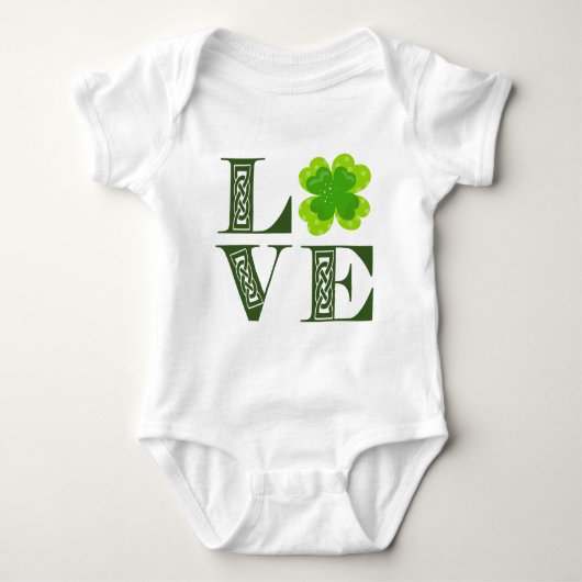 Irish Green Clover Kleeblatt Celtic Knot LIEBE Baby Strampler (Vorderseite)