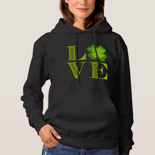 Irish Green Clover Kleeblatt Celtic Knot LIEBE Hoodie (Vorderseite)
