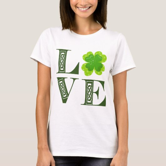 Irish Green Clover Kleeblatt Celtic Knot LIEBE T-S T-Shirt (Vorderseite)