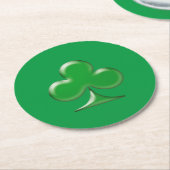Irish Green Clover Kleeblatt Runder Pappuntersetzer (Angewinkelt)