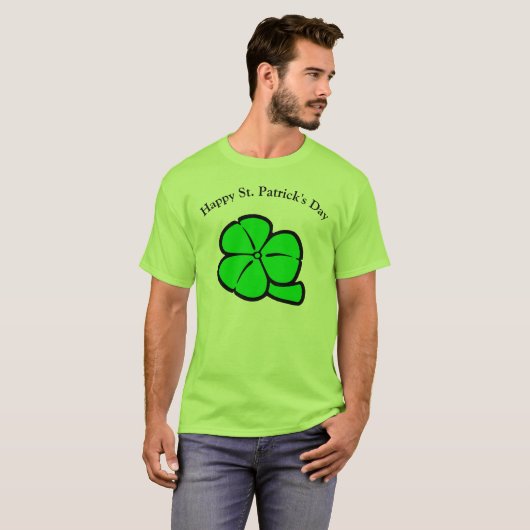 Irish Green Clover Kleeblatt Saint Patrick Blätter T-Shirt (Vorne ganz)