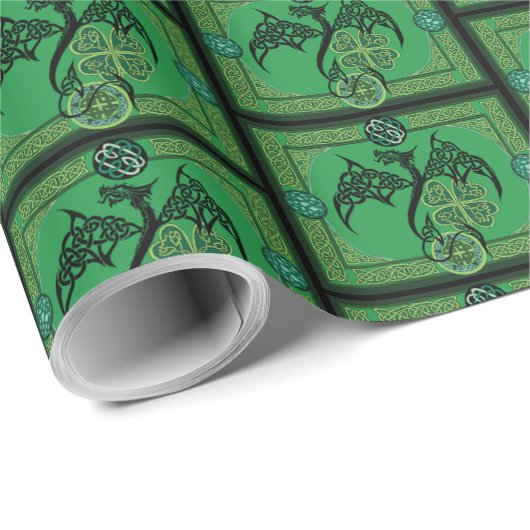 Irish Green Dragon Celtic Geschenkpapier (Rolleneckpunkt)