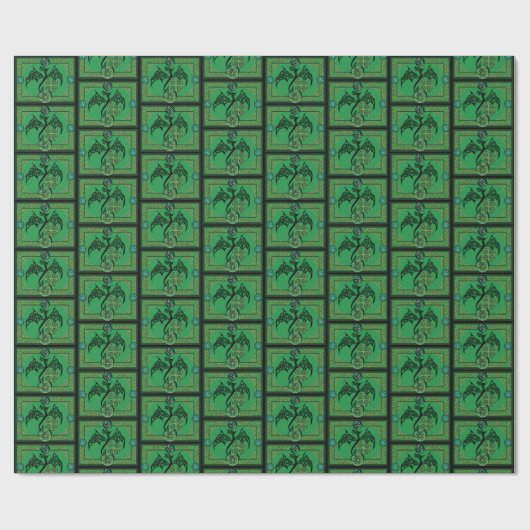 Irish Green Dragon Celtic Geschenkpapier (Flach)
