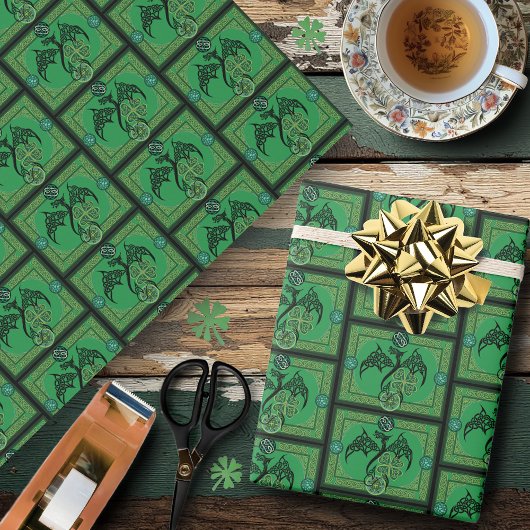 Irish Green Dragon Celtic Geschenkpapier