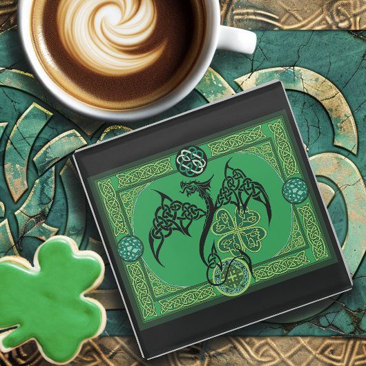 Irish Green Dragon Celtic Glasuntersetzer