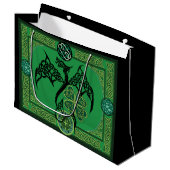 Irish Green Dragon Celtic Große Geschenktüte (Vorderseite Schrägansicht)