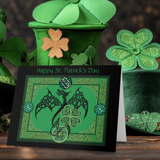 Irish Green Dragon Celtic Karte
