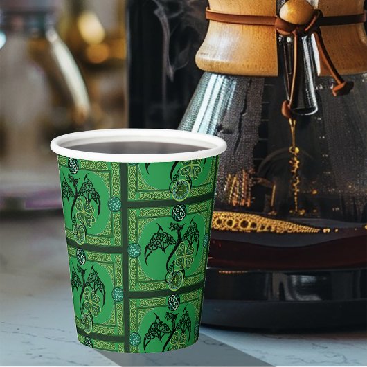 Irish Green Dragon Celtic Pappbecher
