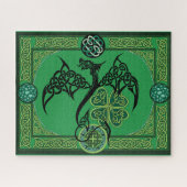 Irish Green Dragon Celtic Puzzle (Horizontal)