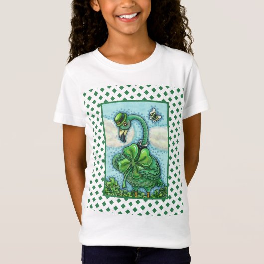IRISH GREEN FLAMINGO, NIEDLICH GLÜCKLICH ST. PATRI T-Shirt (Vorderseite)