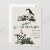 Irish Green Floral Skulls Happy St. Patrick's Day Postkarte (Vorne/Hinten)