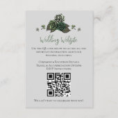 Irish Green Floral Skulls Wedding Website QR Code Begleitkarte (Vorderseite)