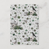 Irish Green Floral Skulls Wedding Website QR Code Begleitkarte (Rückseite)