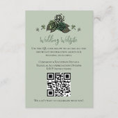 Irish Green Floral Skulls Wedding Website QR Code Begleitkarte (Vorderseite)