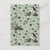 Irish Green Floral Skulls Wedding Website QR Code Begleitkarte (Rückseite)