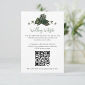 Irish Green Floral Skulls Wedding Website QR Code Begleitkarte (Stehend Vorderseite)