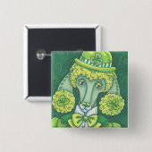 IRISH GREEN FRANZÖSISCHES POODLE, DOG BUTTON Squar (Vorne & Hinten)