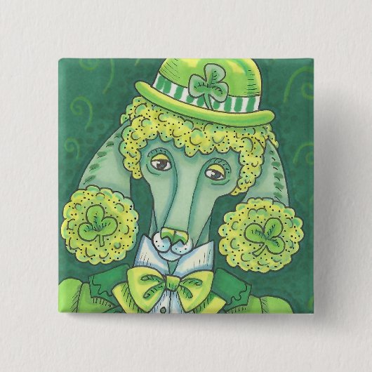 IRISH GREEN FRANZÖSISCHES POODLE, DOG BUTTON Squar (Vorderseite)