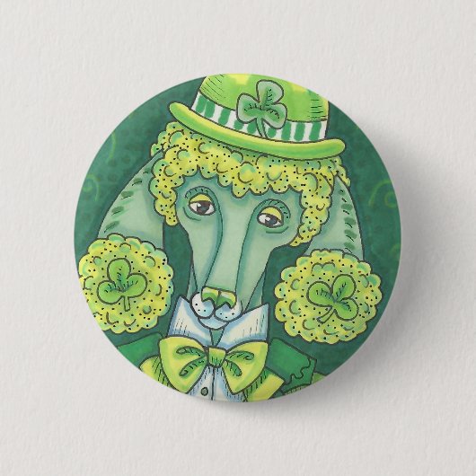 IRISH GREEN FRANZÖSISCHES POODLE, HUNDERTASTE Rund Button (Vorderseite)