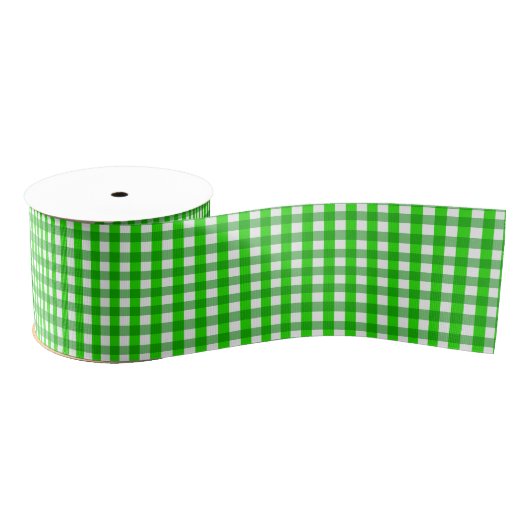 Irish Green Gingham Kariert Gemustert Ripsband (Spule)