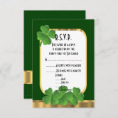 Irish Green, gold Kleeblatt wedding R.S.V.P RSVP Karte (Vorne/Hinten)