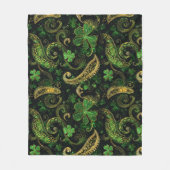 Irish Green Gold Paisley Shamrock Pattern Fleecedecke (Vorderseite)