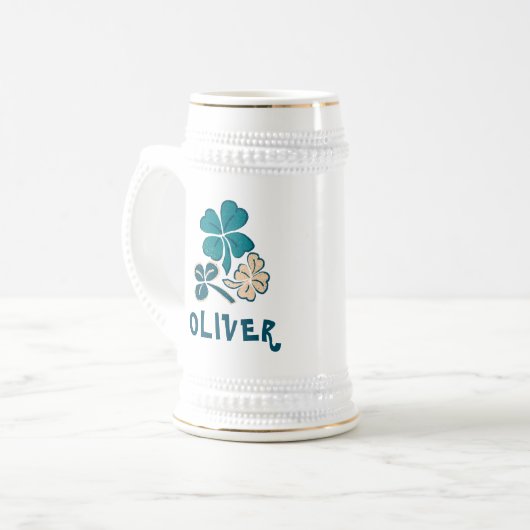 Irish Green Kleeblatt Closing Personalisiert Bierglas (Vorderseite Links)