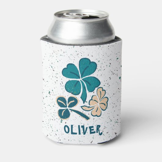 Irish Green Kleeblatt Closing Personalisiert Dosenkühler (Kanne Rückseite)