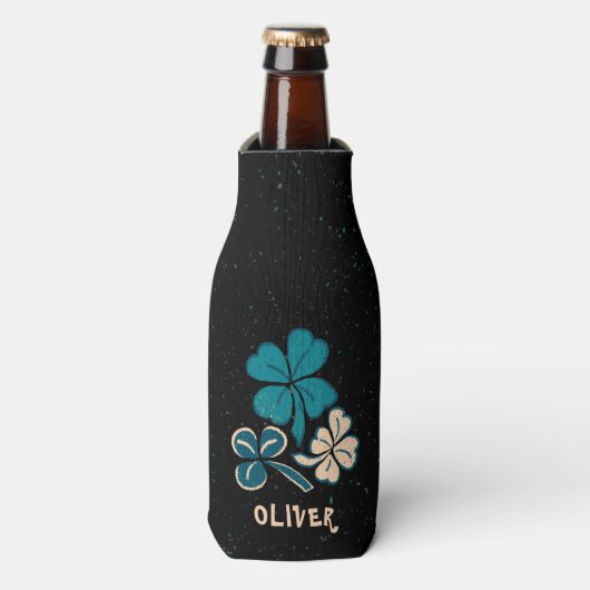 Irish Green Kleeblatt Closing Personalisiert Flaschenkühler (Flaschenvorderseite)